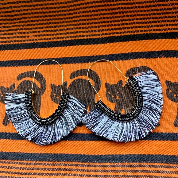 Sugarfix - Black & White Fringe Earrings - Sugarfix BaubleBar - Picture 3 of 6